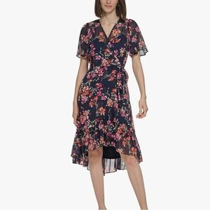 Calvin Klein Floral Faux Wrap Dress